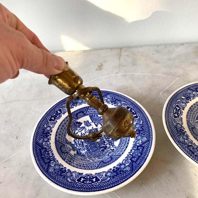 Pair of Blue Willow Candle Holders Chairish