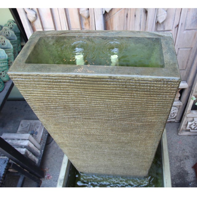 Green Cement Ripple Fountain Chairish