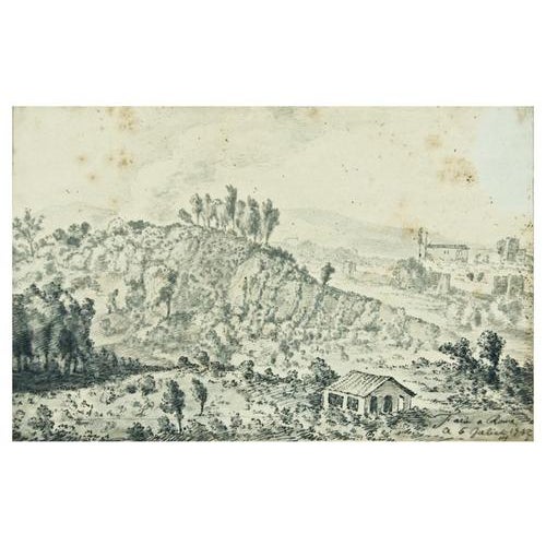 China ink and watercolour on paper. Dated and located, not signed. Conditions: Floweries on top-right and top-left of the...