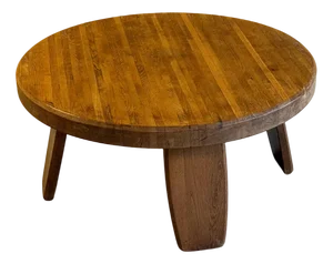 Brutalist Round Oak Coffee Table
