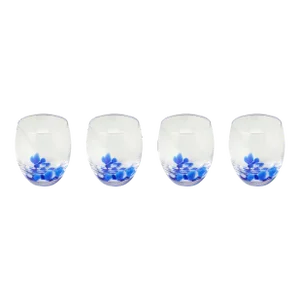 Fiesta Stemless Wine Glasses, Blue/White, Set of 4
