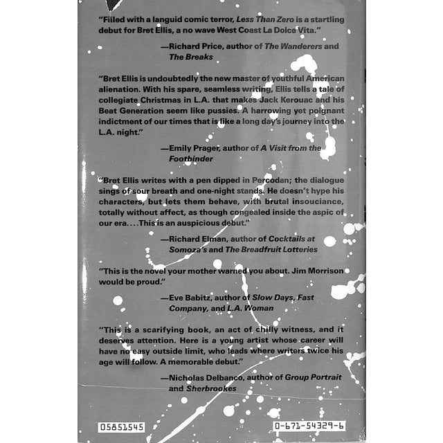 "Less Than Zero" Book 1985 Ellis, Bret Easton For Sale In New York - Image 6 of 6