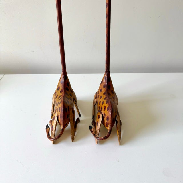 Late 20th Century Pair of Late 20th Century Tole Long Neck Giraffes For Sale - Image 5 of 7