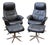Pair Img Comfort Norwegian Leather Swivel and Reclining Lounge Chairs With Ottomans, Mid-20th Century For Sale