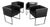 Cubica Armchairs in Black Leather by Tito Agnoli for Zanotta, Italy, 2010s, Set of 4 For Sale
