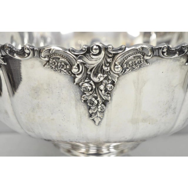 Mid 20th Century Vintage Baroque by Wallace 252 & 253 Silver Plated Punch Bowl Set W/ 10 Cups For Sale - Image 5 of 18