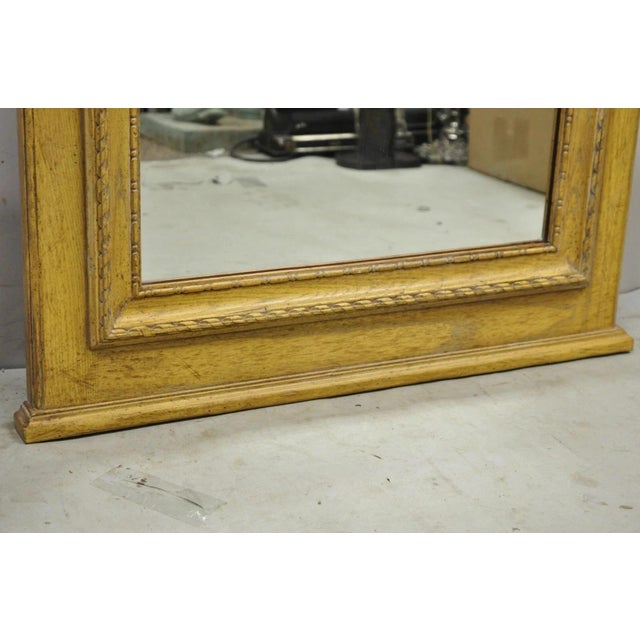 Vintage French Country Provincial Style Oak Wood Trumeau Wall Mirror by Baker For Sale In Philadelphia - Image 6 of 10