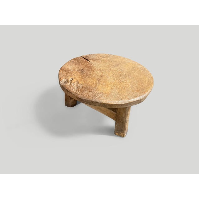 Andrianna Shamaris Antique Teak Wood Round Side Table or Stool For Sale In New York - Image 6 of 6