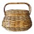 Mid 20th-Century Fabulously-Sized Rattan & Bamboo Sewing Basket With Folding Handles For Sale