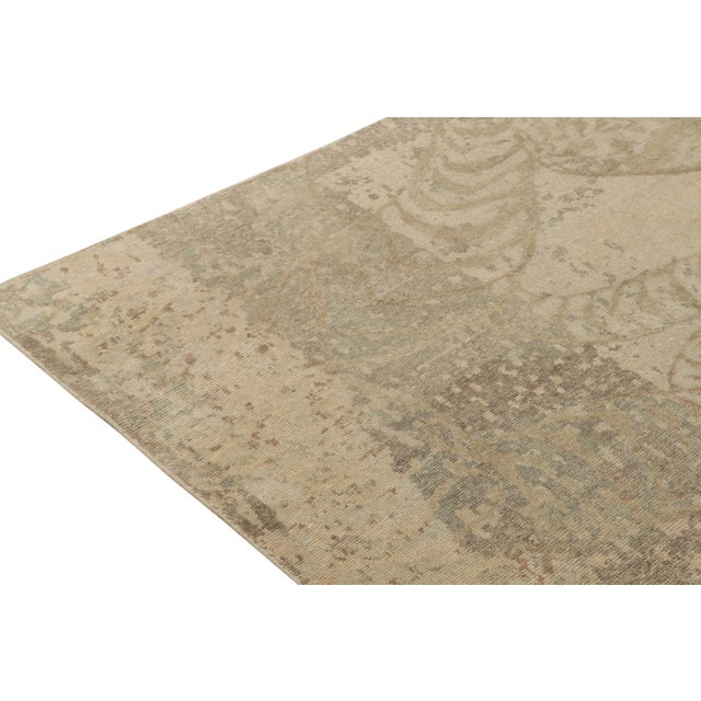 2010s Distressed Style Abstract Rug in Beige-Brown & Gray Pattern by Rug & Kilim For Sale - Image 5 of 6