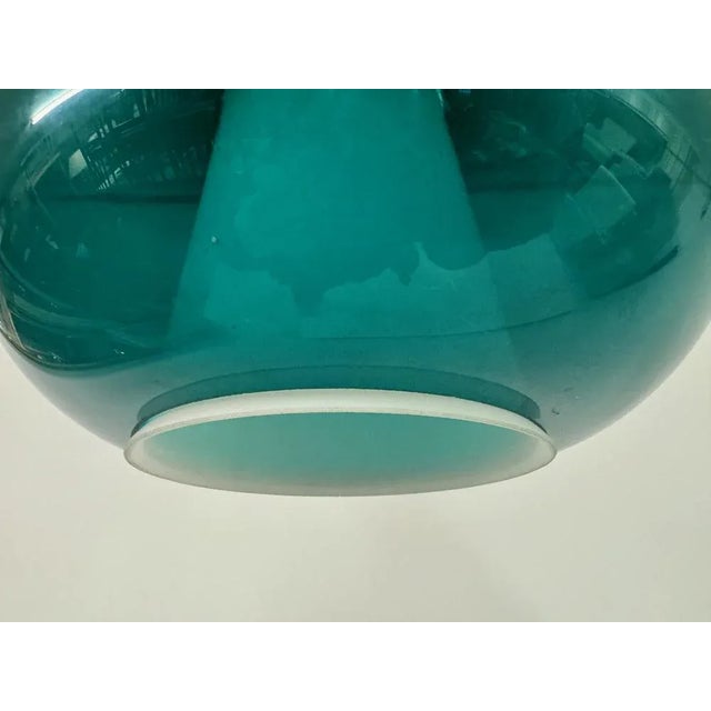 1960s Italian Green and White Glass Ceiling Pendant, 1960s For Sale - Image 5 of 11