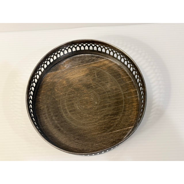 1960s 1960s Eisenberg-Lozano English Silver-Plated & Wood-Grain Wine Bottle Coaster For Sale - Image 5 of 11