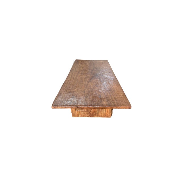 Contemporary Teak Wood Sofa Table, Hand-Carved Detailing, Modern Organic For Sale - Image 3 of 6