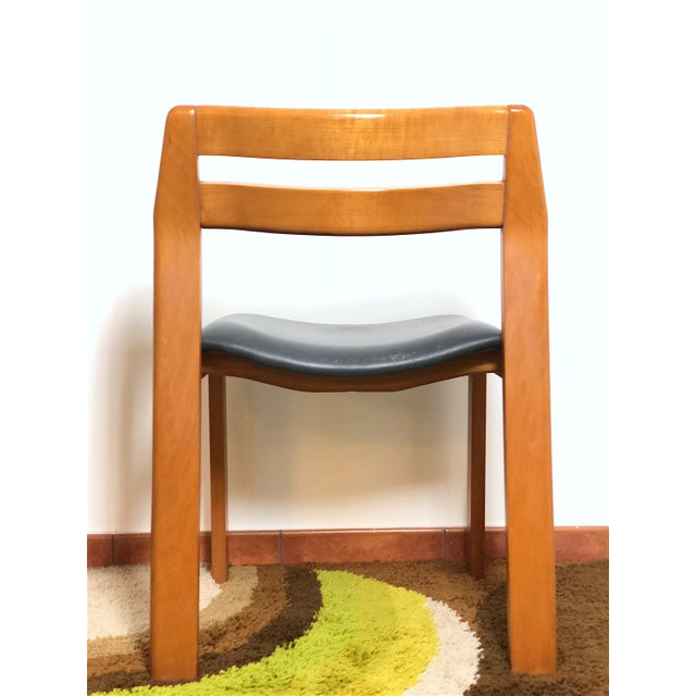 Vintage Walnut & Leather Chairs, Italy, 1970s, Set of 4 For Sale - Image 17 of 18