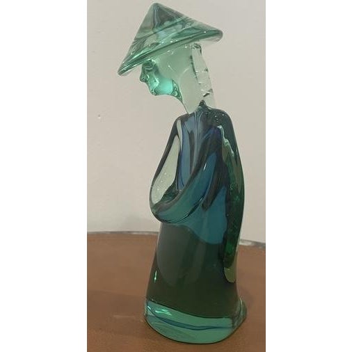 Archimede Seguso Vintage Archimede Seguso Murano Glass Chinese Agricultural Worker Sculpture, Circa 1960s For Sale - Image 4 of 4