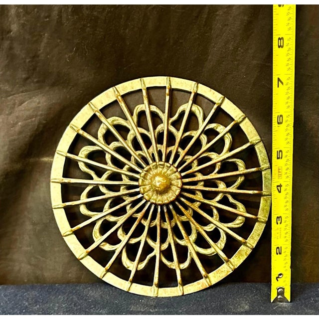 Art Nouveau Early 20th Century Attributed to Tiffany Studios Linenfold Lamp Heat Cap/Finial For Sale - Image 3 of 4