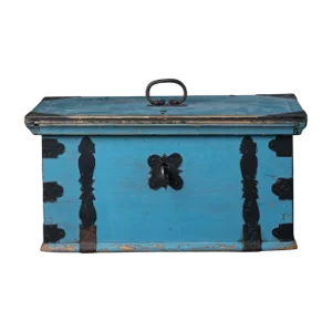 19th Century Blue Swedish Folk Art Chest or Box