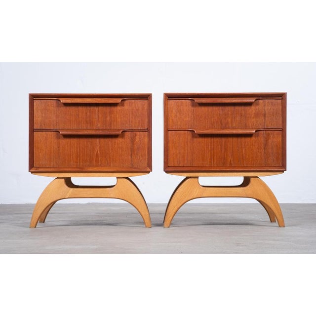 Teak Bedside Tables with Oak Frame, Denmark, 1960s, Set of 2 For Sale - Image 6 of 13