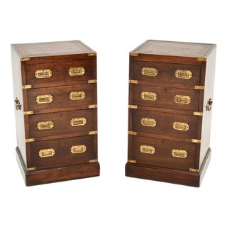 Antique Military Campaign Bedside Chests, 1900s, Set of 2 For Sale