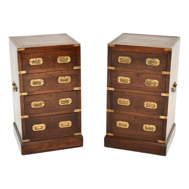 Antique Military Campaign Bedside Chests, 1900s, Set of 2 For Sale