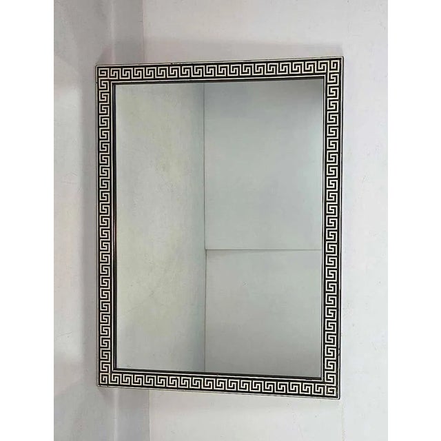 Late 20th Century Vintage Greek Key Meander Black Framed Wall Mirror For Sale - Image 5 of 6