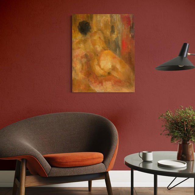 Abstract Late 20th Century Abstract Figurative Nude Study Painting in Warm Earth Tones For Sale - Image 3 of 9