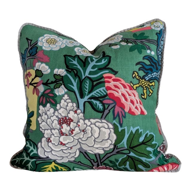 Schumacher Chiang Mai Dragon Emerald Single Pillow For Sale