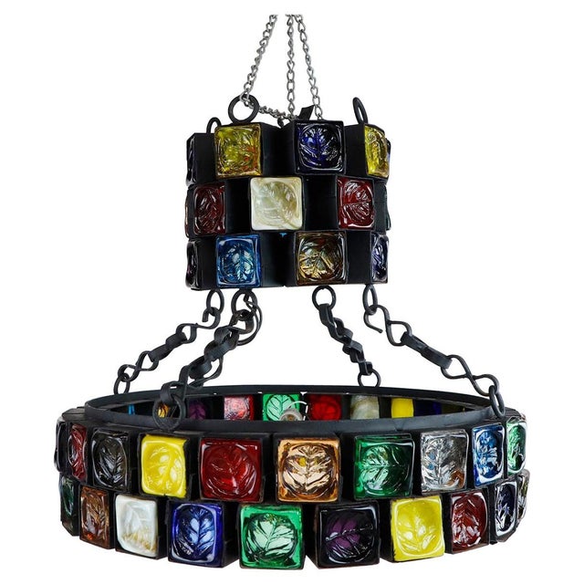 1970s Hand Blown Glass Chandelier by Feders For Sale - Image 9 of 9