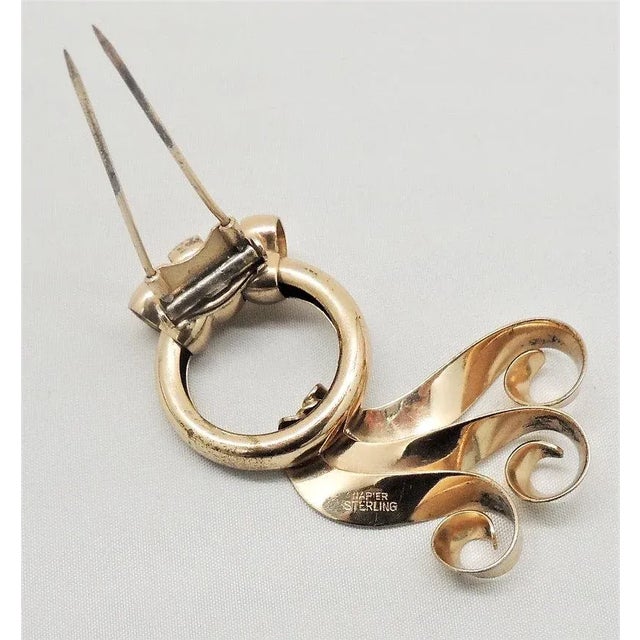 Vintage 1940s Signed Napier Sterling Modernist Fur Clip For Sale - Image 4 of 8