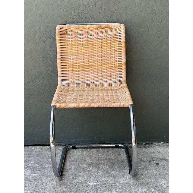Vintage Mies Van Der Rohe for Knoll Cantilevered Chrome and Rattan Mr Chair For Sale - Image 13 of 18