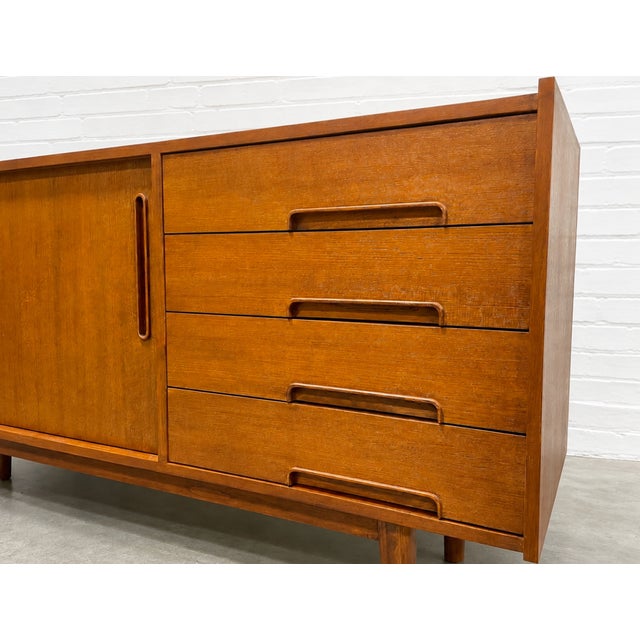 Brown Mid Century Modern Styled Handmade Teak Credenza | Danish Media Stand Sideboard For Sale - Image 8 of 12