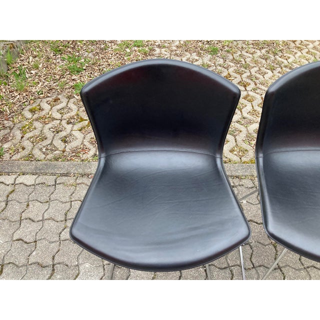 Model 420 Side Chair in Saddle Leather by Harry Bertoia for Knoll Inc. / Knoll International, 2017, Set of 6 For Sale - Image 10 of 18