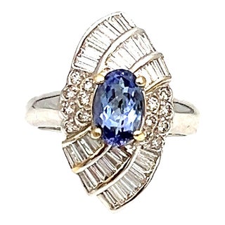 2.76 Ct Tanzanite & Diamond Ring Size 6.75 For Sale