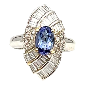 2.76 Ct Tanzanite & Diamond Ring Size 6.75