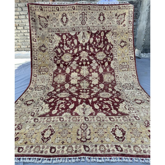 Textile Burgundy Sultanabad Hand-Knotted Wool Rug - 6'7" X 9'7" For Sale - Image 7 of 12