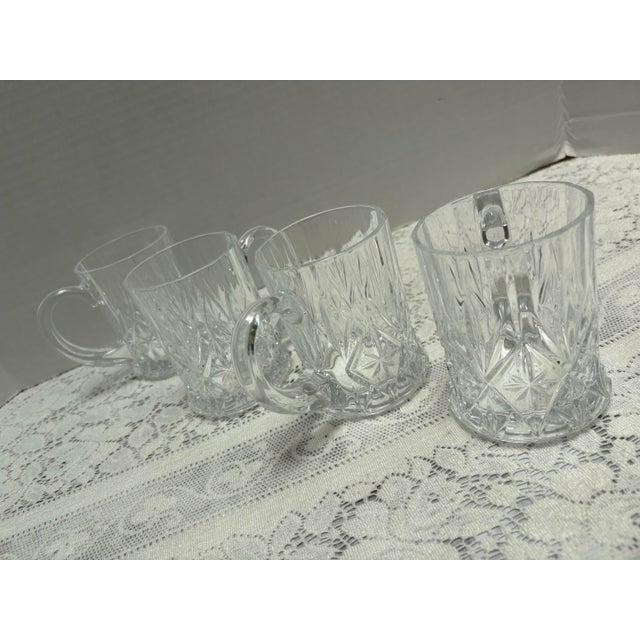 Vintage Cut Glass Etched Mugs or Cups, Set of Four For Sale In Sacramento - Image 6 of 7