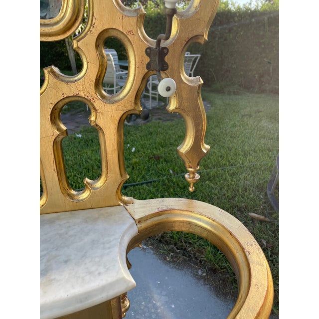 Late 19th Century Restored Gothic Revival Holy Tree With Mirror, Faux Gold Leaf Finish & Original Marble For Sale - Image 17 of 17