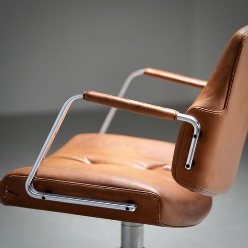 Brown FK84 Desk Chair in Cognac Leather attributed to Fabricius and Kastholm for Kill International, Denmark, 1960s For Sale - Image 8 of 12