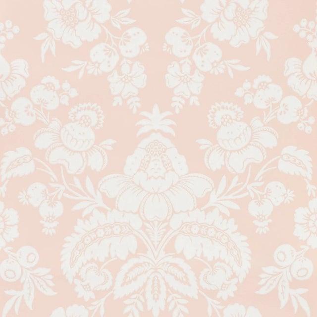 Schumacher Sample - Schumacher Simone Damask Wallpaper in Blush For Sale - Image 4 of 4