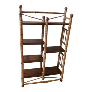 Bamboo Etagere With Burnt Decoration, 19th Century For Sale