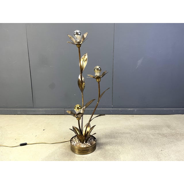 Hollywood Regency Lotus Floor Lamp from Maison Jansen, 1970s For Sale - Image 3 of 10