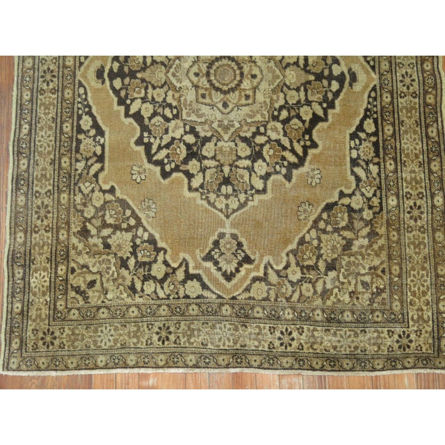 Persian Zabihi Collection Brown Antique Persian Tabriz Rug For Sale - Image 3 of 6
