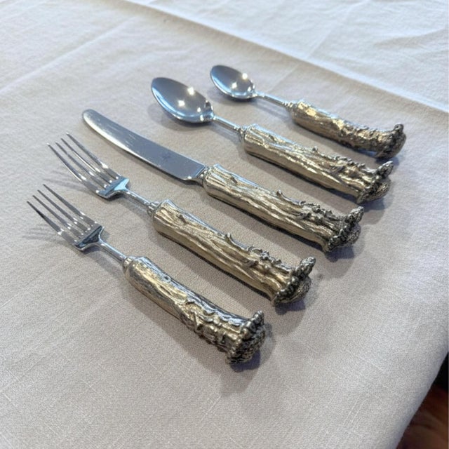 Cast Pewter Antler Flatware Service for Six, Western Frontier by Vagabond House - 30 pcs For Sale - Image 4 of 10
