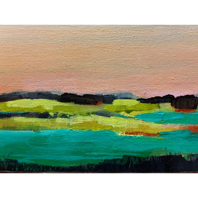 2020s “Flooded MidWest Field, Late Summer”. Original Acrylic on Canvas. 12x24. Drying on My Easel. Gallery Represented Studio Artist Since 2004. For Sale - Image 5 of 5