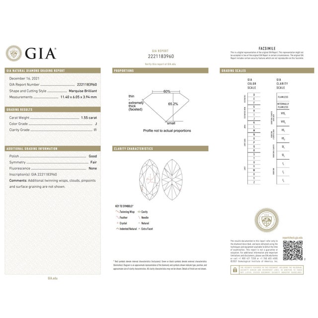 Metal Mid 20th Century Gia 1.55 Carat Marquise Cut Diamond Engagement Ring, Size 7 For Sale - Image 7 of 8