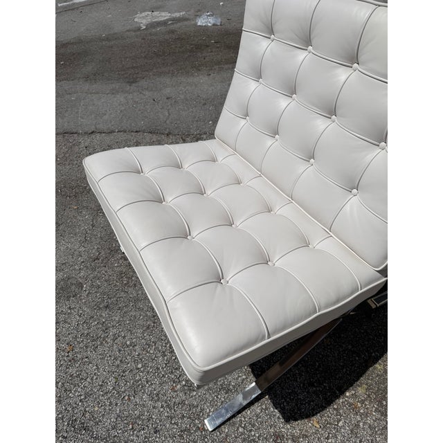 Ludwig Mies Van Der Rohe White Leather Barcelona Chairs for Knoll - A Pair For Sale - Image 18 of 18