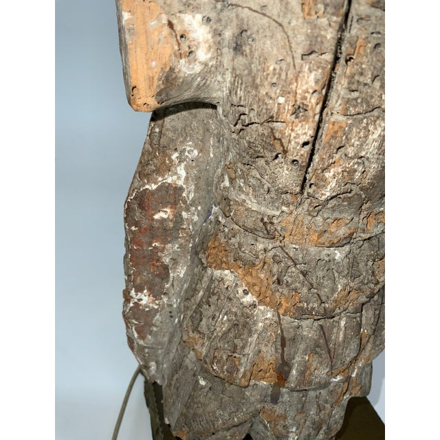 Tan 18th Century European Polychrome Carving Figure Mounted as a Lamp For Sale - Image 8 of 11