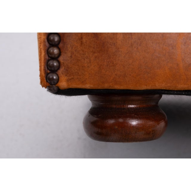 Sheepskin Leather Pouf with Storage, 1970s For Sale - Image 8 of 11