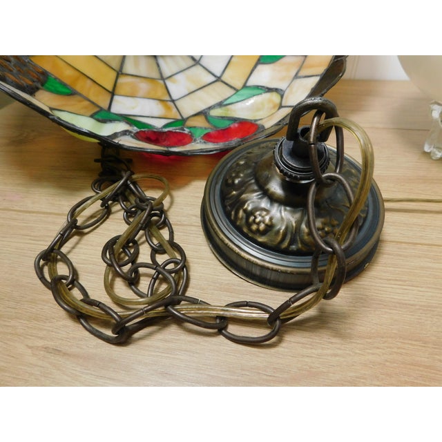 Vintage Slag Glass Pendant Light Fruit Motif For Sale - Image 16 of 17