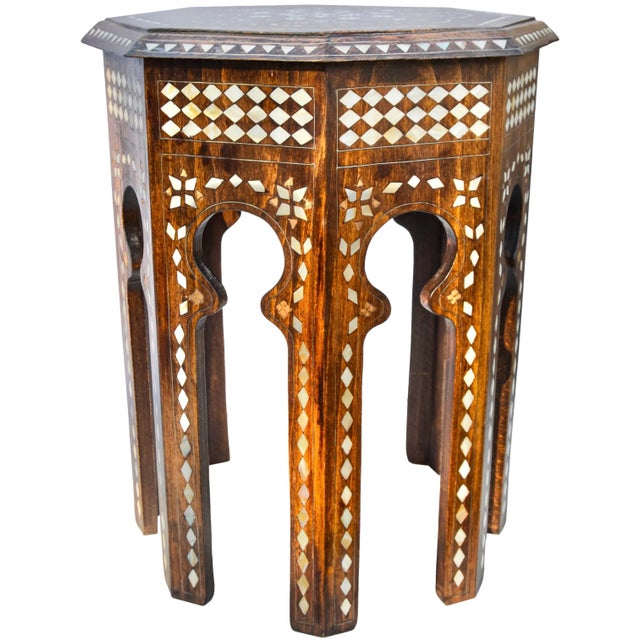 Moroccan Astral-Patterned Mother-Of-Pearl Inlaid Accent Table For Sale - Image 9 of 10